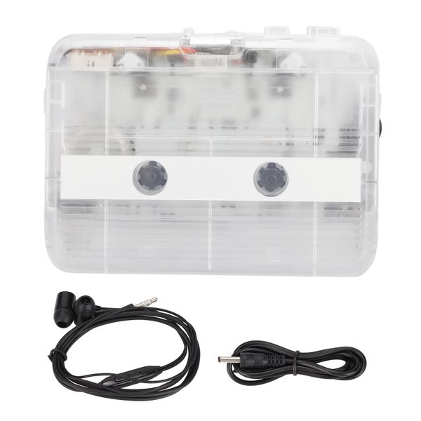 FM Radio Cassette Player Bluetooth 5.0 Portable Tape Player Transparent