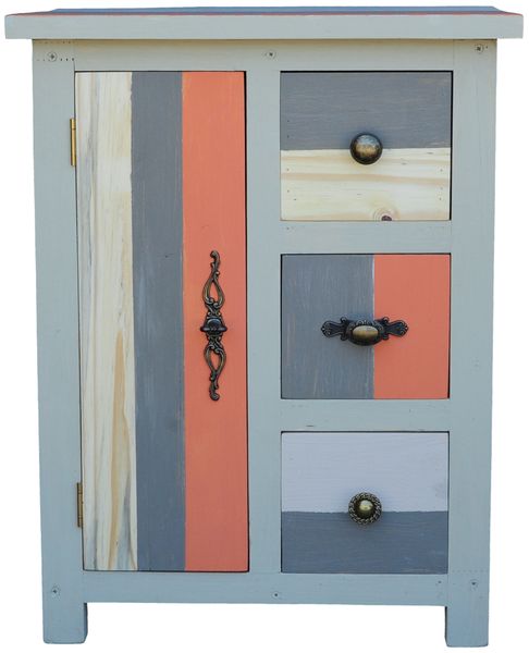 Joanie2 Rustic Colourful Pedestal/Nightstand