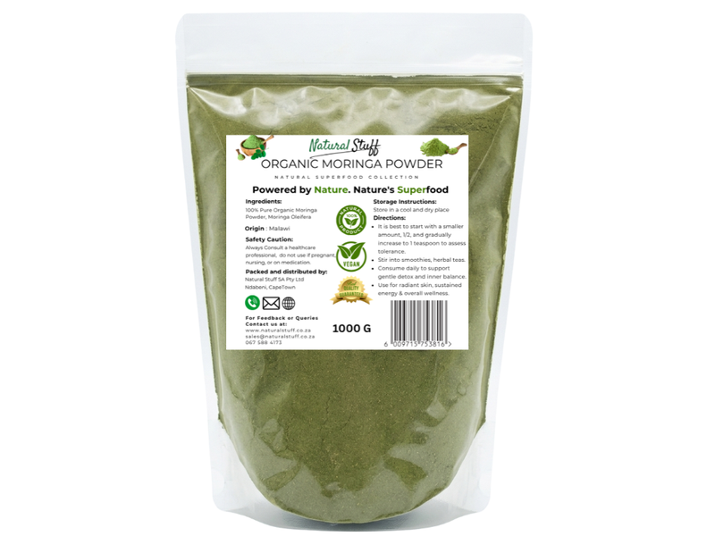 Natural Stuff Organic Moringa Powder - Vitality &amp; Wellness Support 1000g