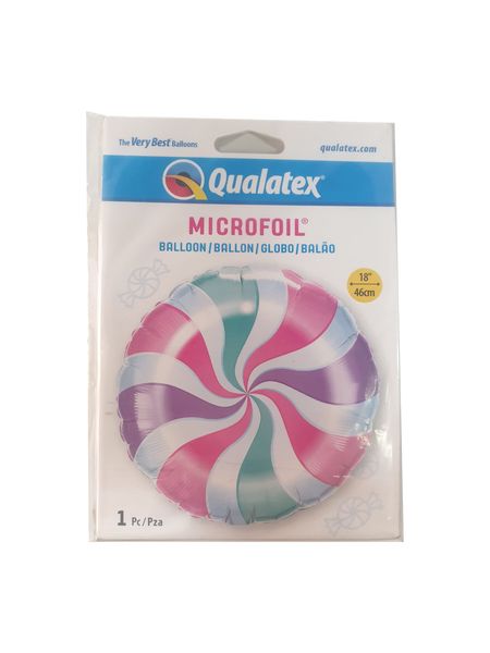 18 Inch Foil Round Candy Swirl Pastel