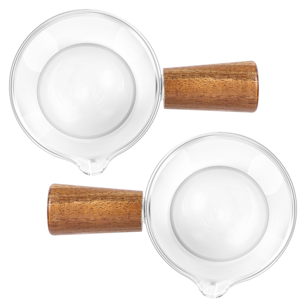 Transparent Glass with Wooden Handle, Creamer Pitcher. 50Ml 2Piece