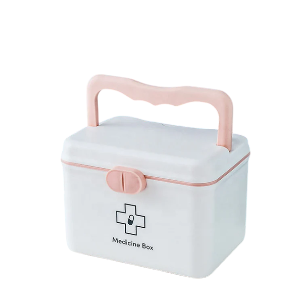 Portable First-Aid &amp; Medicine Storage Box - 2-Tier Design