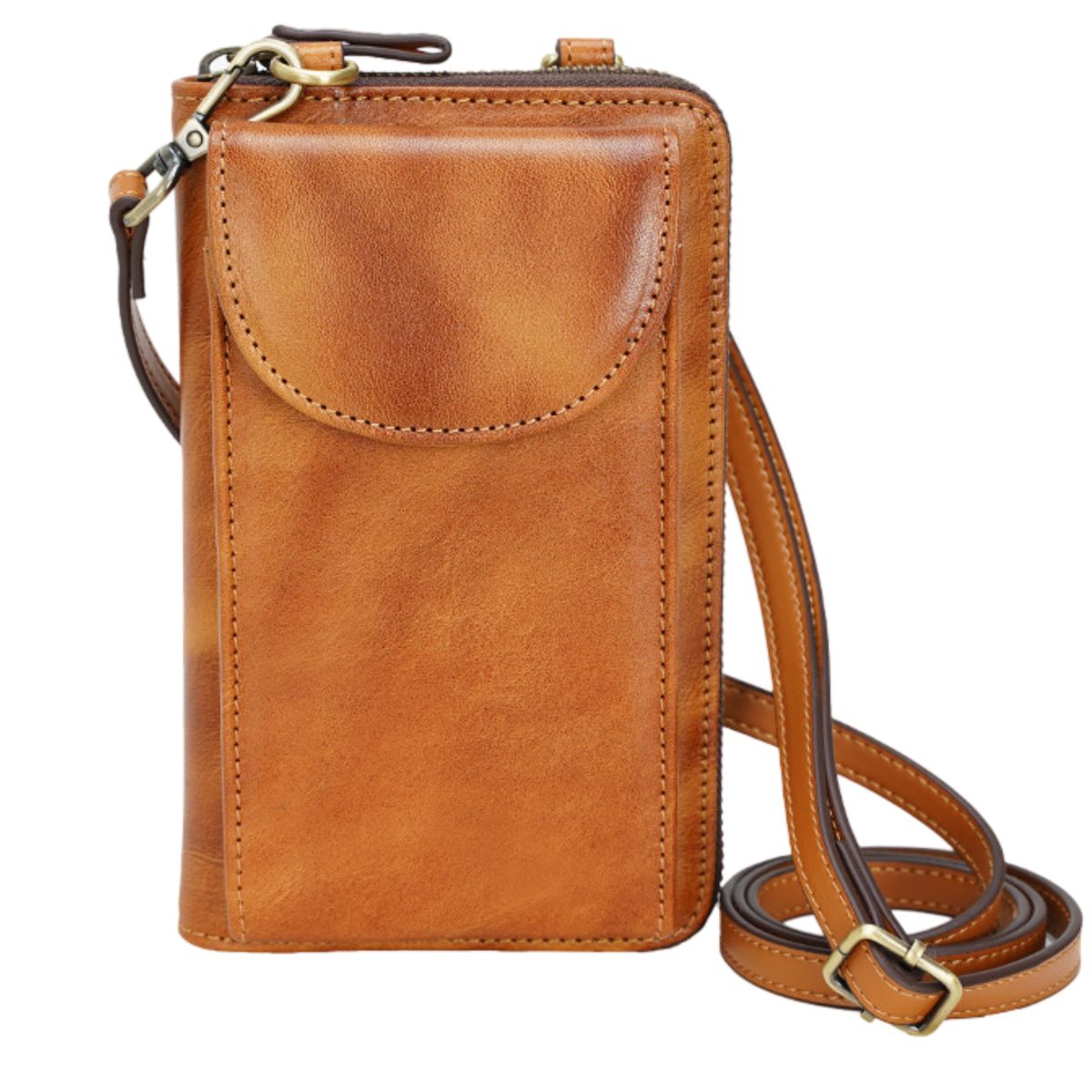 Crossbody Cellphone Pouch - Genuine Leather - Unisex - RFID Blocking