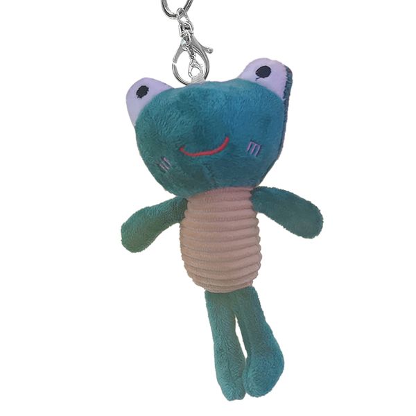 Cute Animal Keychain Striped Soft Plush Pendant Green Silver Clasp A