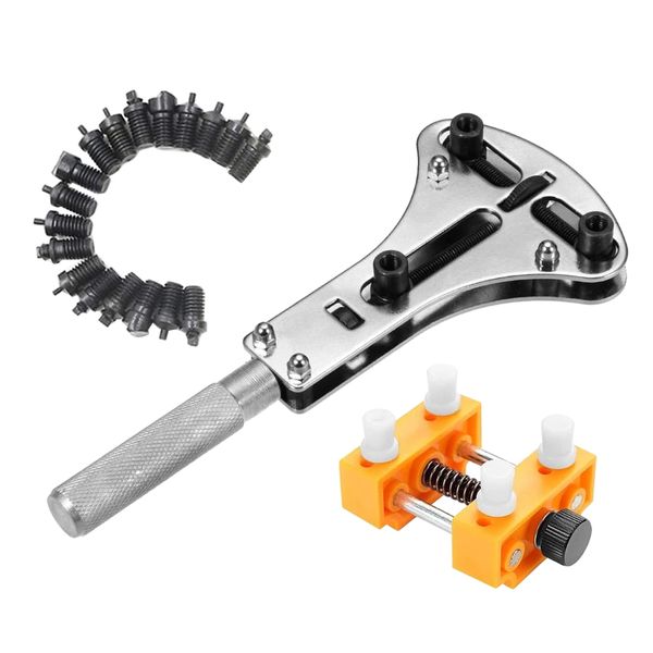 Back Opener Wrench Tool &amp; Watch Case Movement Holder with Replacement Bits