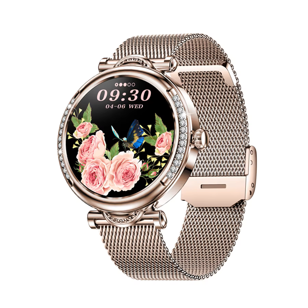 Beautiful Gem Encrusted Smartwatch with Steel and Silicon Strap