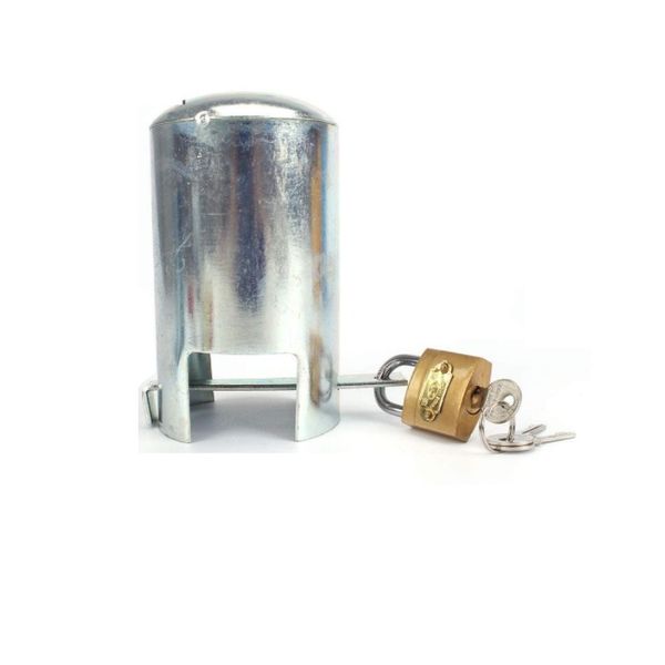 Galvanized Tap Lock with Brass Pad Lock for Outdoor Garden Taps - (Large)