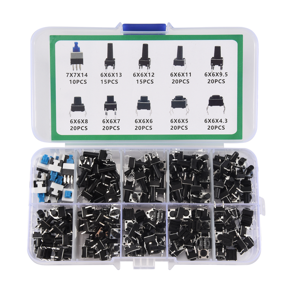 10 Kinds Values 180 Pcs Tactile Push Button Switch Compatible with None