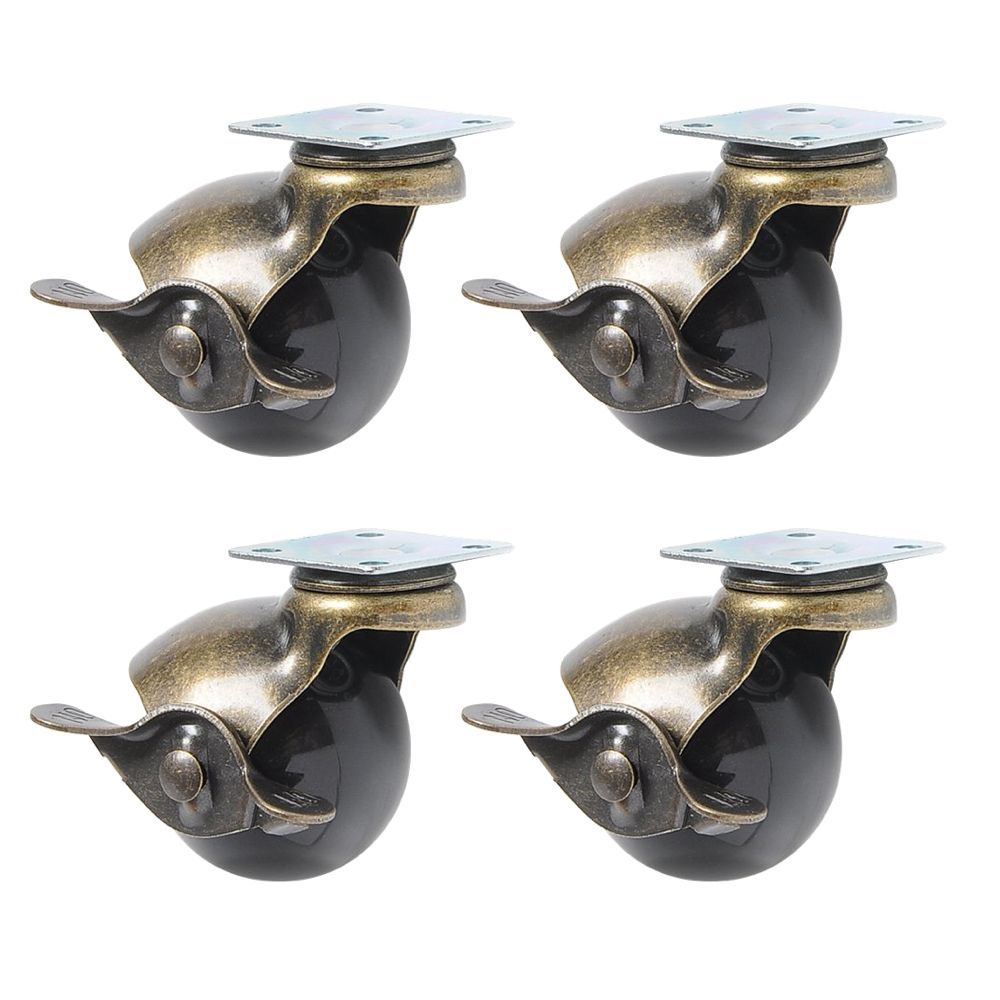 Tools Antique Brass Swivel Caster Wheels For Furniture Set of 4 - 5.5cm