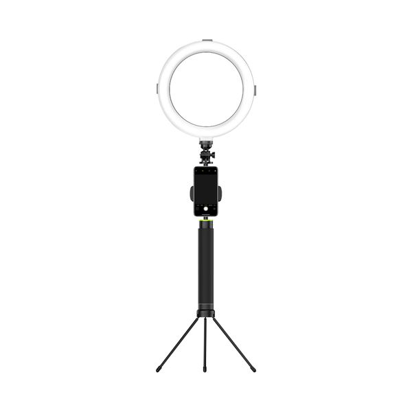 Mini LED Ring Light with Phone Clip &amp; Telescopic Selfie Stick + Tripod
