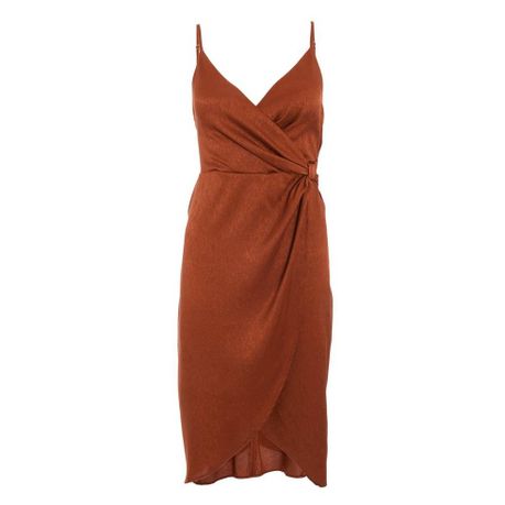 Quiz Ladies Rust Satin Wrap Midi Dress - Rust | Buy Online in South Africa  | takealot.com