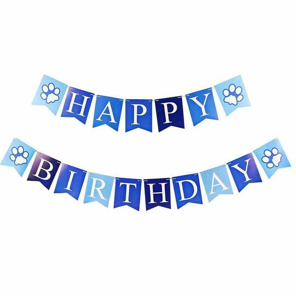 Happy Birthday Blue Banner - Pet Party