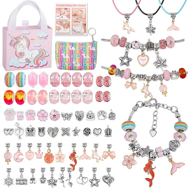 DIY Kids Pink Unicorn Bracelet Kit Set