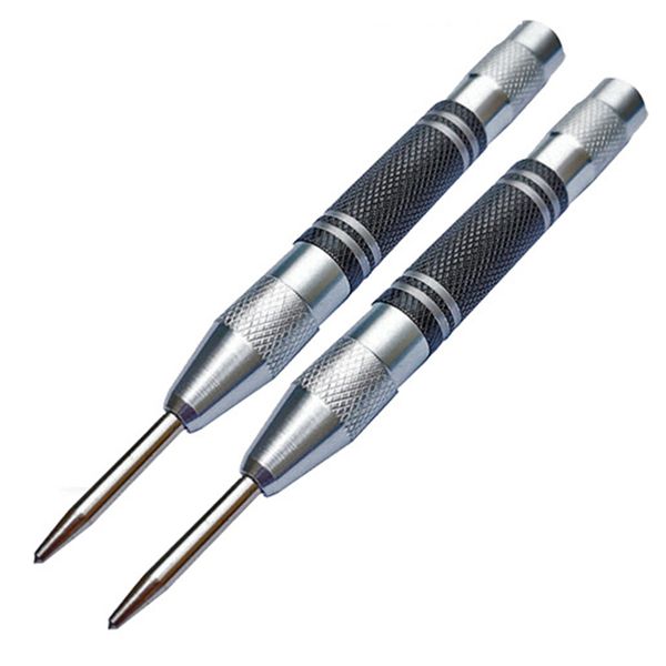 2Pcs Automatic Center Punch Hole Spring Loaded Woodwork Drill Bit