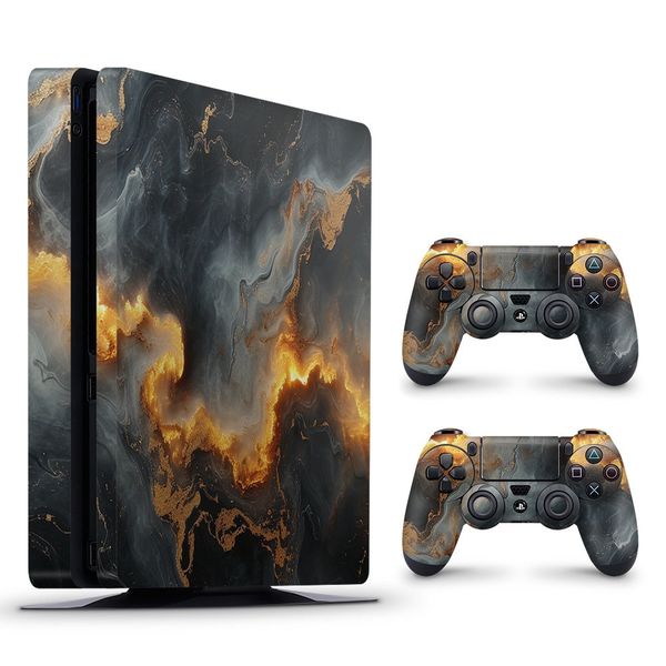 Decal Skin Compatible with PS4 Slim - Marbled Deep Glow (Decal Only)