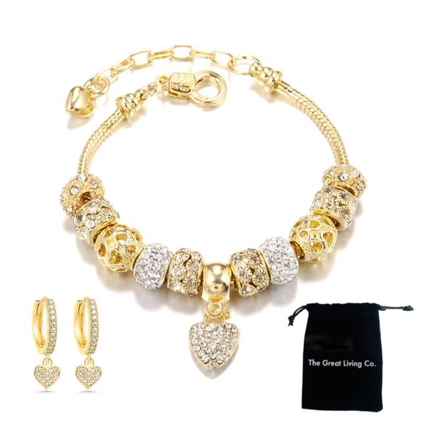 Lux Jewellery Gift Set-Crystal Bracelet &amp; Cubic Zirconia Earrings in Bag