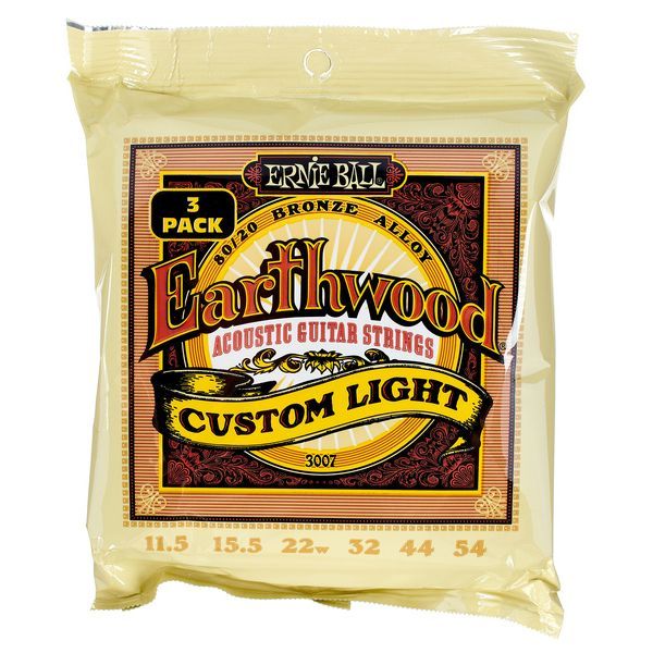 Ernie Ball 3007 Earthwood 80/20 Acoustic Guitar Strings 3Pack