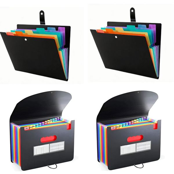 4Pcs Portable Accordian File Organizer Expanding File Folder-13 Grid+7 Grid