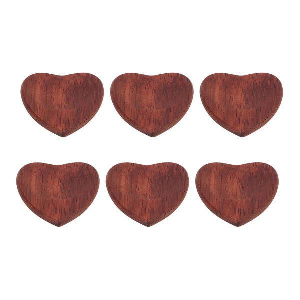6pc Heart-Shaped Wooden Guitar Picks
