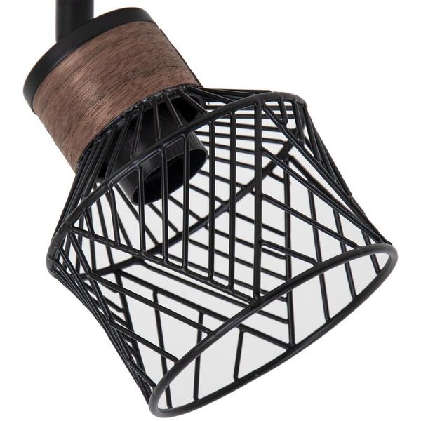 Inspire Light Bar In Metal &amp; Wood With 2 Spotlights Matte Black E27