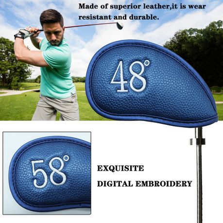 9Pack PU Leather Golf Iron Head Cover Durable Club Headcover Protection  Sleeve with Sticker Closure Printed