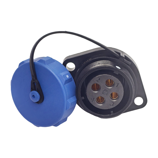 XY-CC213-4S-1C: IP68 Screw Lock Panel Flange Receptacle, 4-Pole