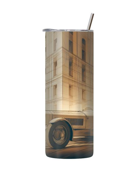 Abstract 20 Oz Tumbler with Lid and Straw Old Vintage Cars Graphic Gift 211
