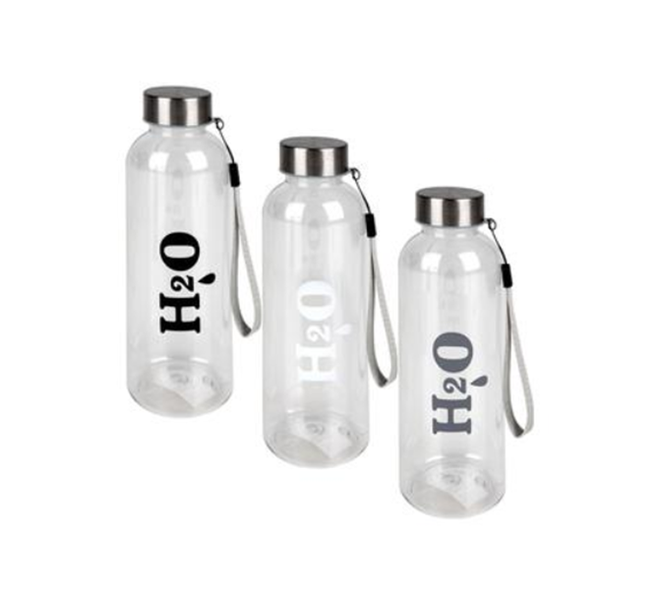 3 Pack Plastic H2O Water Bottle 1L Screw Cap
