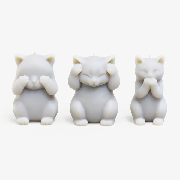 Cat Candles Hear, Speak, See No Evil 14cm Tall