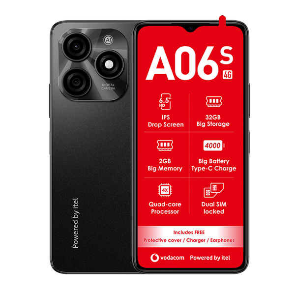 Vodacom A06s 4G Dual Sim 32GB Network Locked - Black