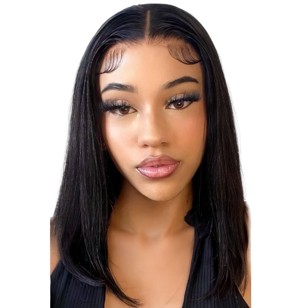 Luvée 14-inch Bob Full Frontal Straight Wig Human Hair Natural Colour