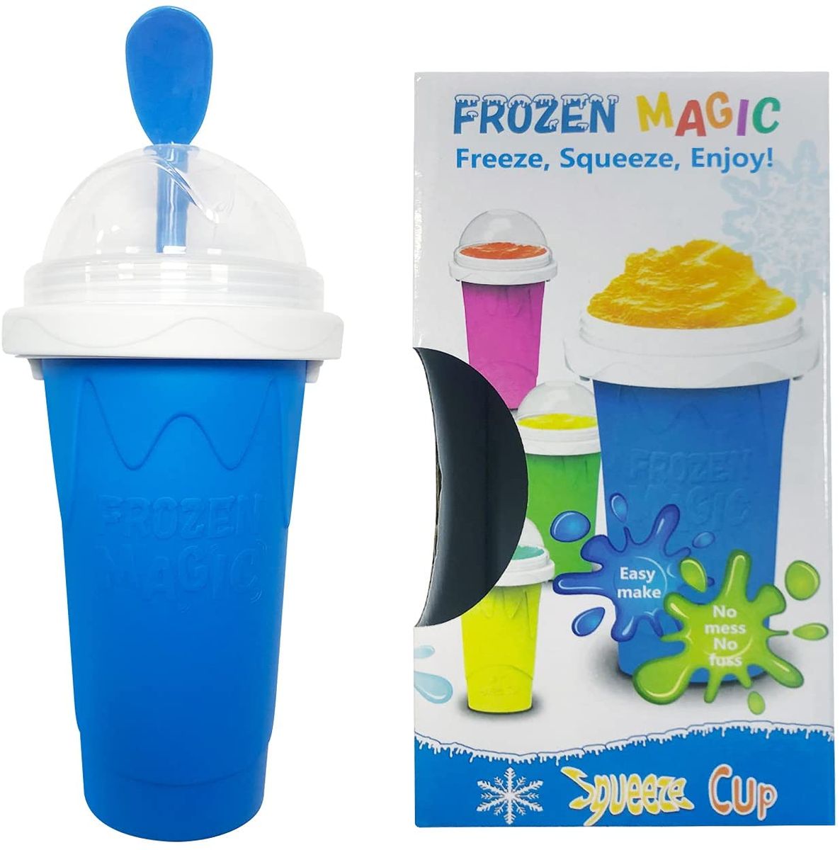 200ml Slushie Maker Cup Magic Quick Frozen Smoothies Cup Squeeze Cup with  Spoon