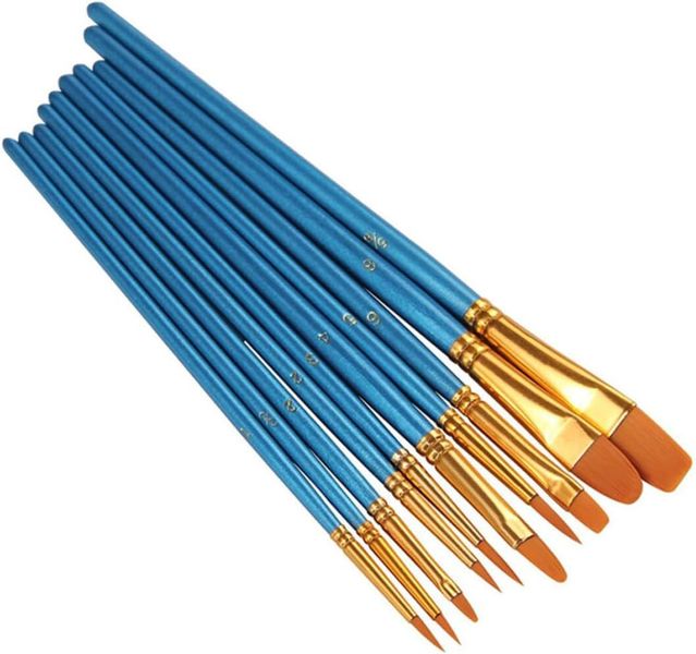 10 Pcs Paint Brushes Watercolor and Oil Painting Handles for Artists