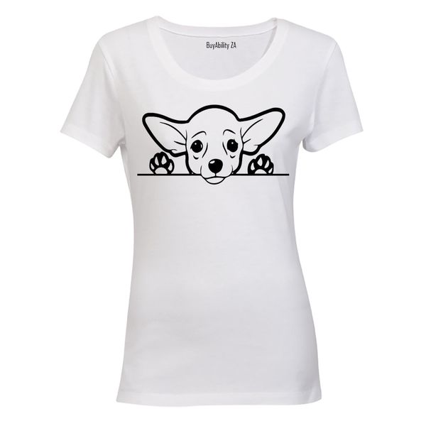 Chihuahua Peeking Dog - White