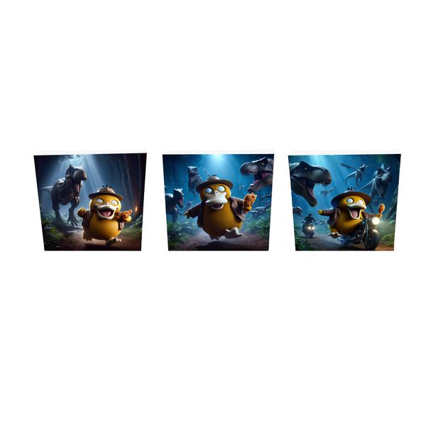 Psyduck at Jurassic Park Canvas - 3Piece