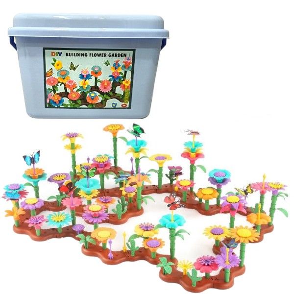 DIY Flower Garden Building Block Creativity Set with Storage Box - Set of 90