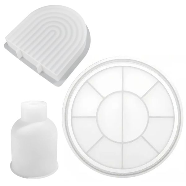 Silicone Tray, Vase and Decor Mold for Resin or Cement - Set of 3