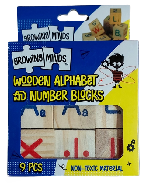 Wooden Alphabet and Number Building Blocks