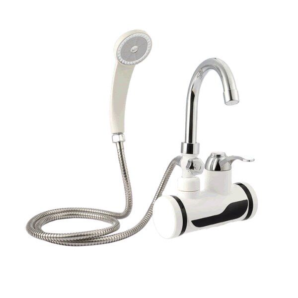 Instant Electric Water Heating Faucet With Shower Head - White