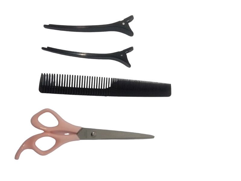 Hair Cutting Scissors, Comb, and 2 Divider Clip