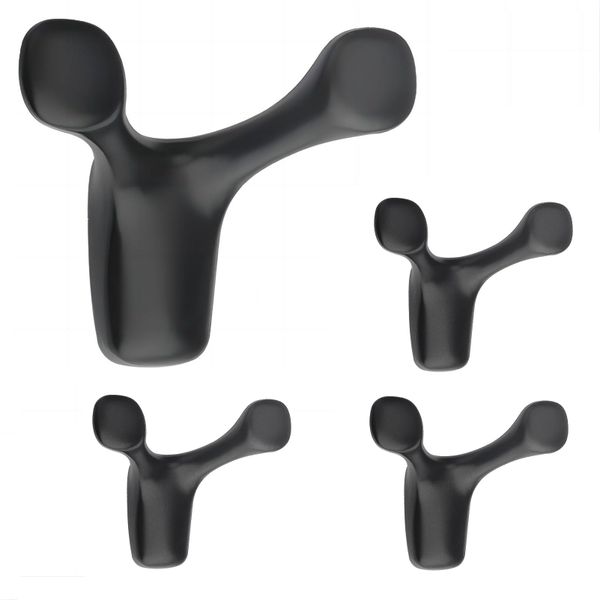 Heavy Duty Wall Mounted Two-Pronged Hooks Hangers With Screws - 4 Pieces