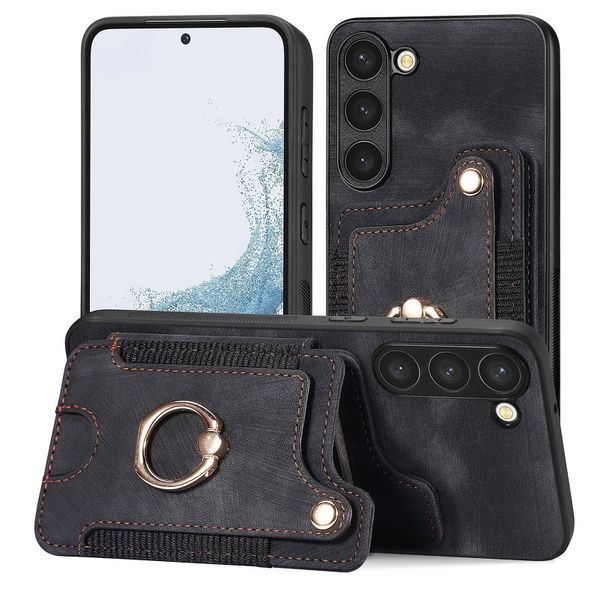 Finger Ring Case Compatible With Samsung Galaxy S22 Ultra Leather Cover