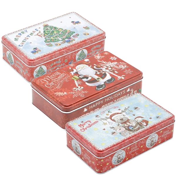 Home Kitchen Christmas Candy Cookie Storage Tin - Set of 2