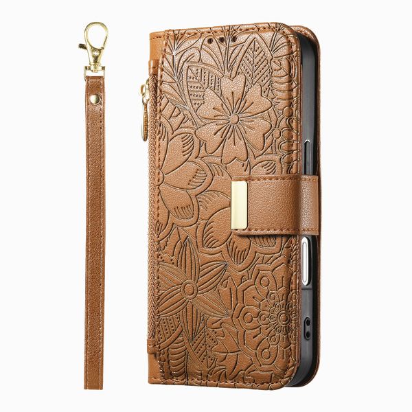 Hanging Rope Card Holder Leather Phone Case Compatible with Galaxy S25 Plus