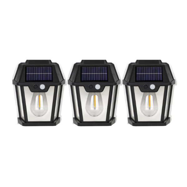 Pack of 3 - Solar Wall Light with Motion Sensor - 1 Bulb