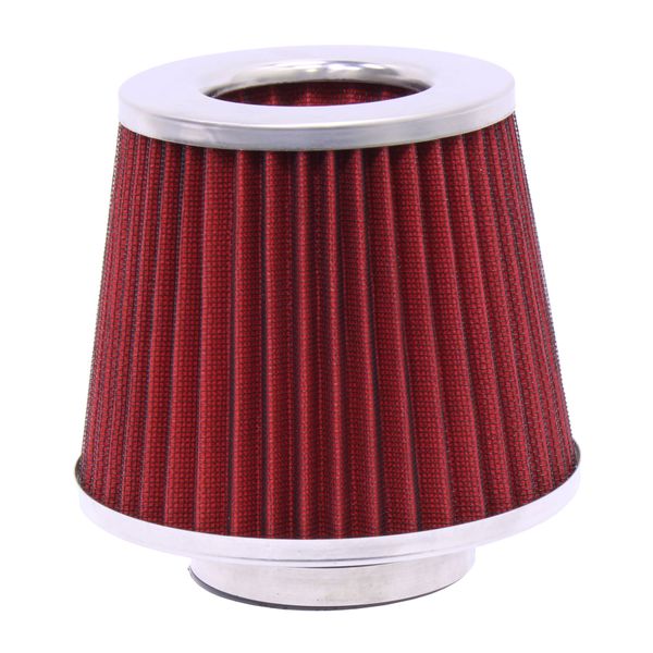 High-Performance Dual Cone Air Filter - 76mm Rubber Inlet