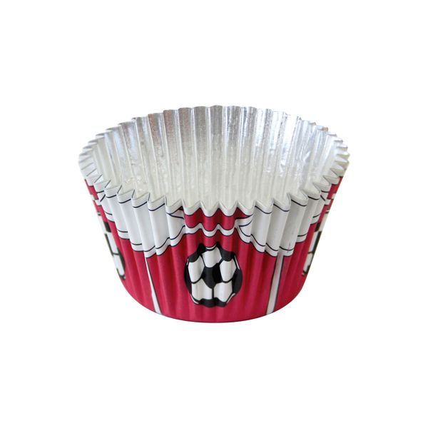 30 Pack Red Football Foil Standard Cupcake Party Baking Cases