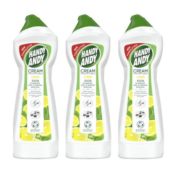 Bulk 3x Handy Andy Multipurpose Cleaning Cream Lemon 750ml