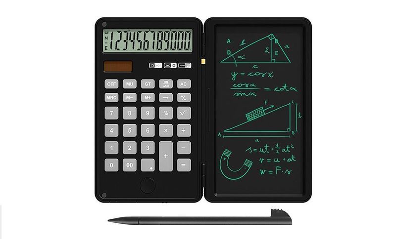 Mini Smart Calculator With Writing Note Pad - Black