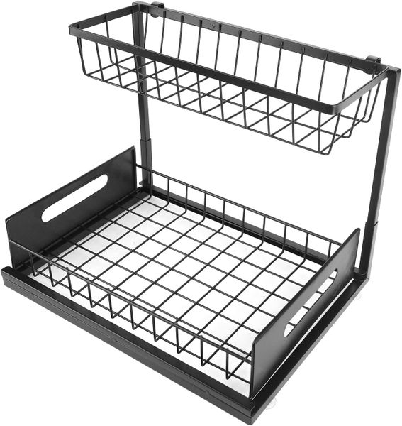 Under Sink Organizer, Pull Out Cabinet Storage 2 Tier Slide Out Sink Shelf